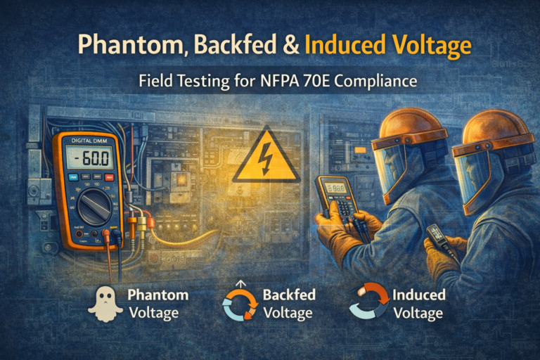 Phantom, backfed and induced voltage field testing using a digital multimeter for NFPA 70E electrical safety compliance